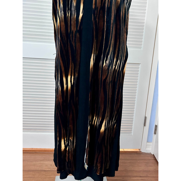Jostar Brown Black Tiger Print Velvet Sleeveless Maxi Duster OS - Picture 3 of 10